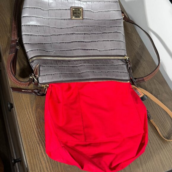 Dooney & Bourke Gray Croc-Embossed Leather Oakdale Crossbody Bag - Picture 12 of 15